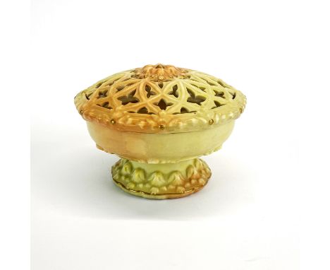 A Locke &amp; Co Worcester blush porcelain potpourri bowl, Dia. 12.5cm.