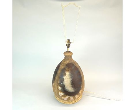A Rye pottery studio made lamp base with shade frame, base H. 47cm.