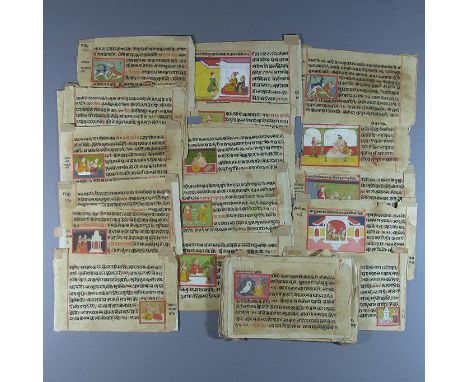 A FRAGMENTARY MANUSCRIPT Rajasthan, India, 18th century gouache and ink on paper, approximately 75 leaves of devanagari scrip