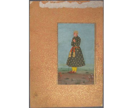 A PORTRAIT OF AN ELDERLY NOBLEMAN Mughal, Northern India, 18th century gouache with gold on paper, laid onto an album page, w