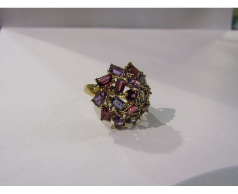 A 9ct multi-gem cluster ring. Size S