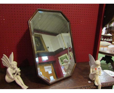 A bevel edged canted corner easel back/wall hanging mirror, 47cm x 32cm