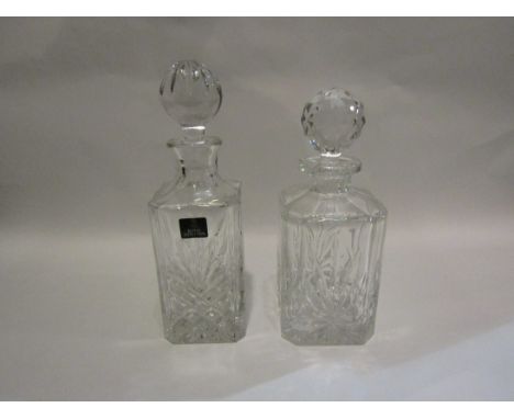 A Royal Doulton square form crystal decanter and another (2)