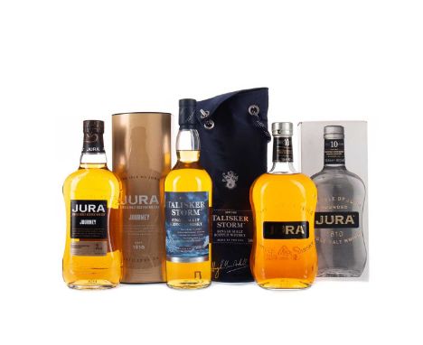 TALISKER STORMSingle Malt Scotch Whisky70cl, 45.8% volume, in Atlantic Challenge bag.JURA JOURNEYSingle Malt Scotch WhiskyMat