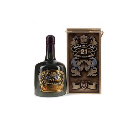 ROYAL HERITAGE 21 YEARS OLDBlended Scotch Whisky26 2/3 fl.oz (75.7cl), 75° proof, in carton with spare stopper.