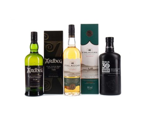 HIGHLAND PARK REBUS 30 AGED 10 YEARSSingle Malt Scotch Whisky700ml, 40% volume.ARDBEG 10 YEARS OLDSingle Malt Scotch Whisky70