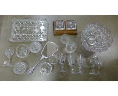 A collection of glassware including an inkwell set and fruit bowl **PLEASE NOTE THIS LOT IS NOT ELIGIBLE FOR POSTING AND PACK