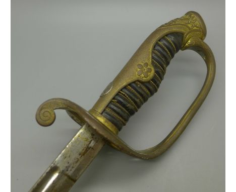 A Japanese Imperial officer's Kyu Gunto sword and scabbard