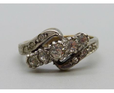 A vintage 9ct gold and silver paste set ring, K 