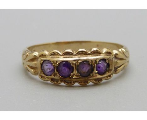 A 9ct gold and amethyst ring, 2.4g, Q 