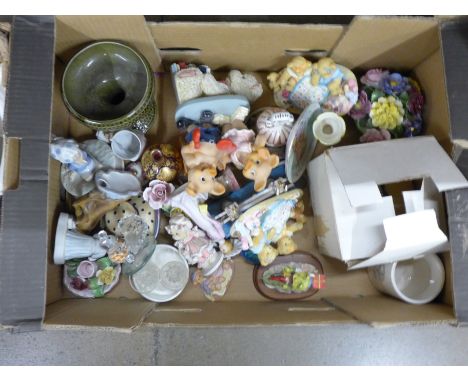 Two boxes of figures; metal, glass and ceramic **PLEASE NOTE THIS LOT IS NOT ELIGIBLE FOR POSTING AND PACKING** 