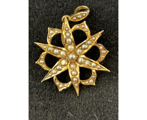 15ct gold brooch/pendant set with seed pearl 