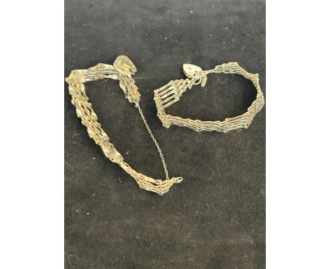 2 Silver 5 bar gate bracelets 