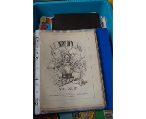 Collection of vintage magazines to include 51 Punch sheets from 1862, Bumper comic books, 42 sheets of punch dated 1861, Bean