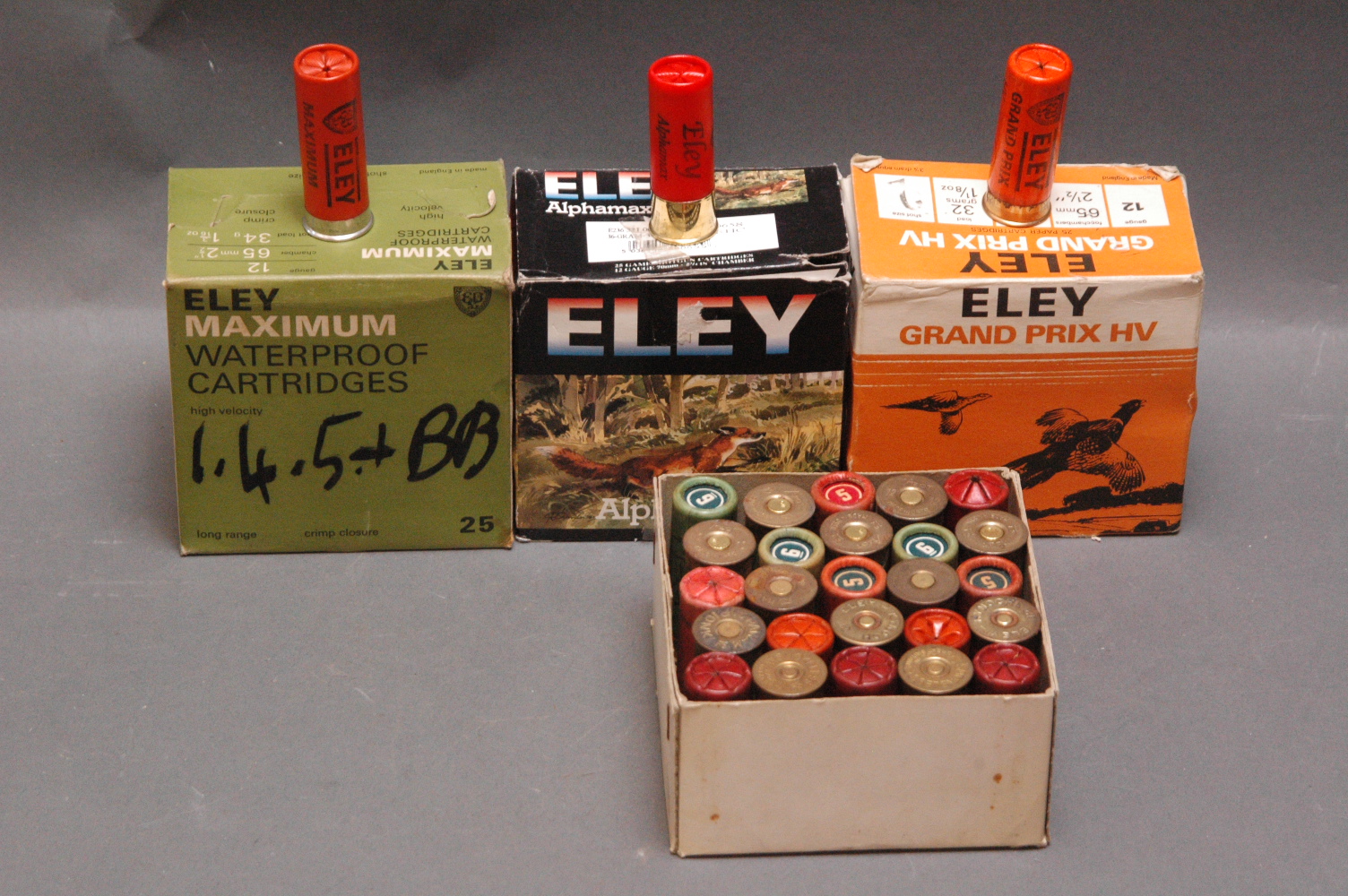 Collectors lot of cartridges, 20 Eley Maximum 12 bore BB, 25 Eley