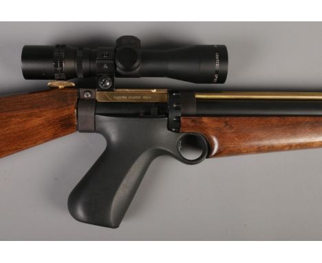 A Harper Classic Wolf .22cal air rifle with electronic trigger mechanism. Fitted with Simmons Model 1031 scope. CAN NOT POST.