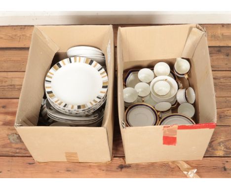 Two boxes of teawares. Includes Cauldon tea service (Approx. 38 pieces) along with Staffordshire Midwinter service (Approx. 4