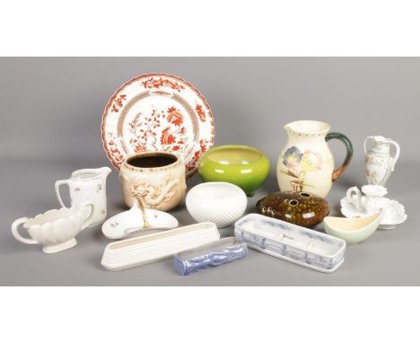 A quantity of named ceramics, to include several pieces of Bretby, along with Copeland Spode, Spode and Wade.  
