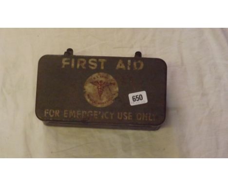  First aid tin with contents      