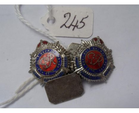 Pair of silver & enamel military cufflinks    