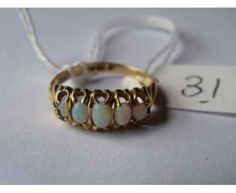 18ct gold 5 stone opal ring approx size 'L'    