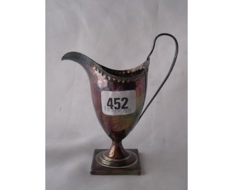Batemans Georgian tall helmet shaped cream jug on square pedestal foot 4” over handle Lon 1793 by Peter   & Anne Bateman 65g 