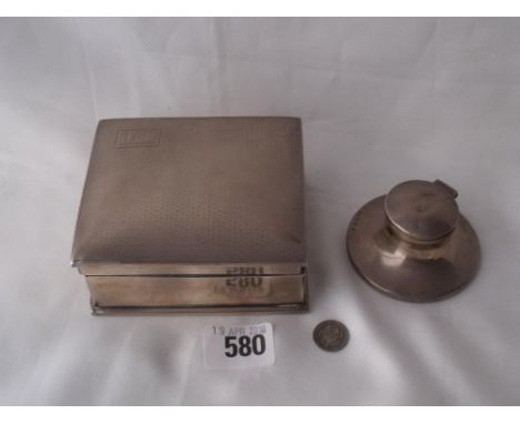 Square cigarette box engine turned 4” wide Birm   1929 by WH also another      