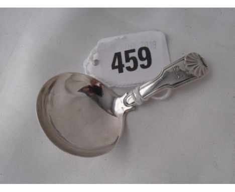 Georgian fiddle thread and shell caddy spoon Birm   1826 by RT        