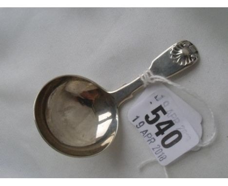 Georgian fiddle pattern shell caddy spoon Lon 1830 by   WE  18g        