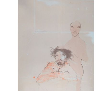 Gongora, Samson and Delilah, signed and dated '70, screenprint, 70 x 55cm, unframed