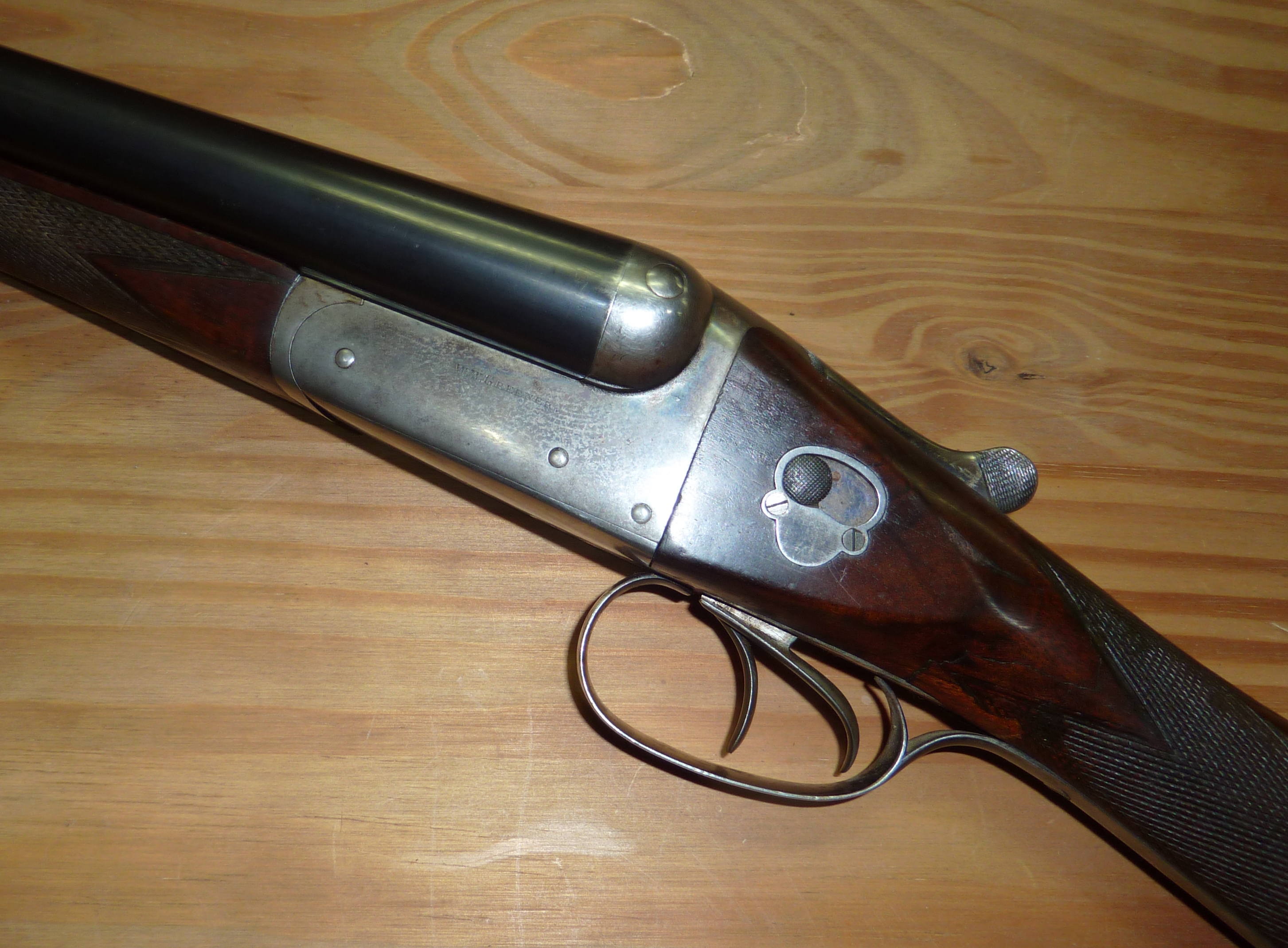 12 bore side by side left handed shotgun by W. W. Greener, the barrel