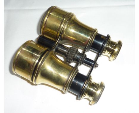 Pair of brass and black lacquered binoculars inscribed 'Souvineer Of July 6th 1877 at Wimbledon Gerald R Spencer'