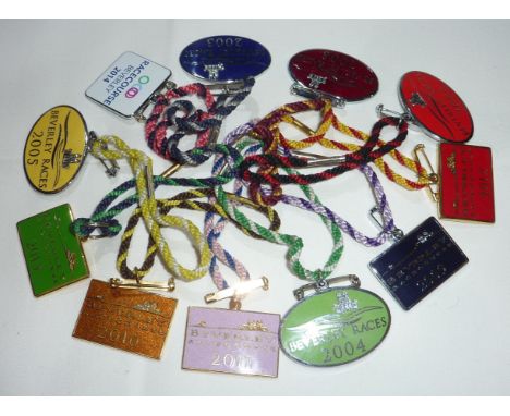 Small selection of enamel race badges for Beverley race course from 2003 onwards