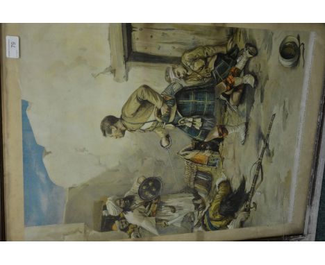 Framed Victrian print 'Comrades True Till Death' depicting incident at the battle of Candahar Afganistan 1880 The 82nd Gordon
