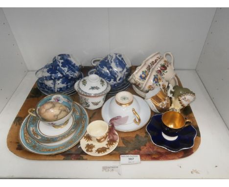 tray of oriental miniature cups & saucers