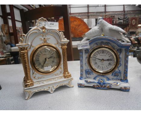 pair of ceramic mantle clocks