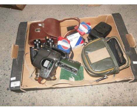 box of binoculars and camera