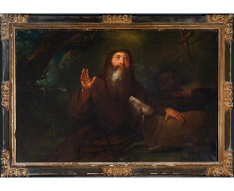 Oil on canvas. Framed measurements: 95 x 132 cm. Canvas measures: 80 x 116 cm. Saint Francis of Assisi (in Italian San France