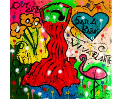 Acrylic on canvas, measurements: 150 x 150. Born in Badalona (Barcelona), into a humble gypsy family, Juanito Cortés began pa