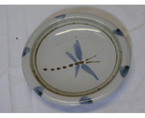 A Wenford Bridge A Cardew pottery circular dish with dragonfly decoration,  signed, 5" diameter