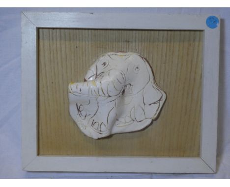 Julian Dyson - ceramic on wood panelStudy of an elephant, signed, 7½" x 9½"