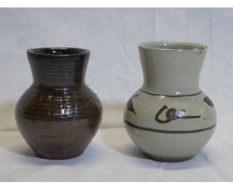 Two Wenford Bridge Studio pottery tapered spill vase by Miranda Thomas, signed, 3½" high