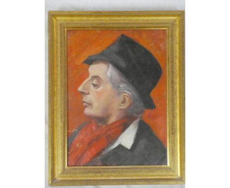Philip Whichelo - oil on boardBust portrait of Quentin Crisp, labelled to verso, 15" x 11"