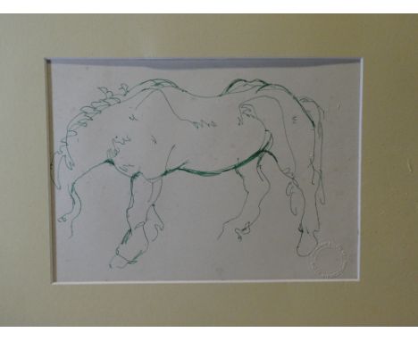 Robert Lenkiewicz - penStudy of a horse bearing the R Lenkiewicz Studio stamp, 7" x 10"