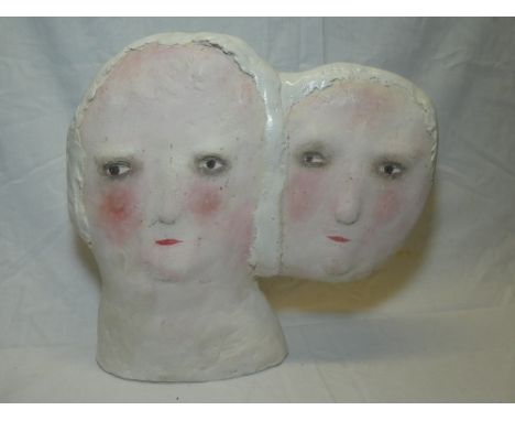 Claire Loder - ceramic form"What is the Opposite of Two", 12" high with original gallery receipt