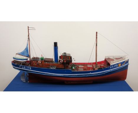 Large wooden scale model of the Steam fishing Trawler 'Joseph &amp; Sarah Miles' LO.175, L120cm, W28cm, H48cm, Built in 1895 