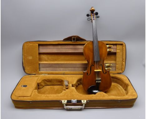 Early 20th century violin by E.R.Schmidt &amp; Co with 36cm two-piece maple back and ribs and spruce top, bears signed label 