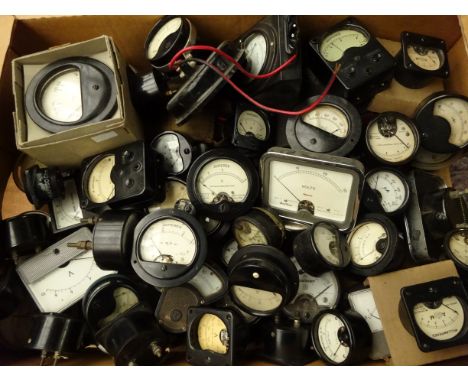 Over fifty assorted meters and dials including ammeters, voltmeters, galvanometers, etc, some Admiralty and Air Ministry, Smi