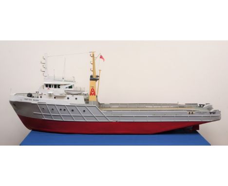 Large scale model of the Offshore Supply Ship Forties Shore IMO No.734287, on wooden stand, L155cm, H60cm: Built 1975 by Broo