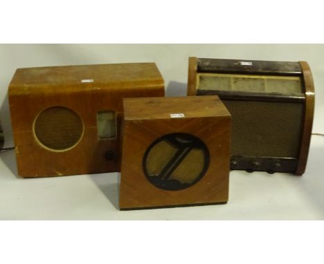 Five wooden cased mains radios - Murphy Type AD32, G.E.C. Type B.C.5639, Murphy Type UI68, two A.C. Wartime Civilian Receiver